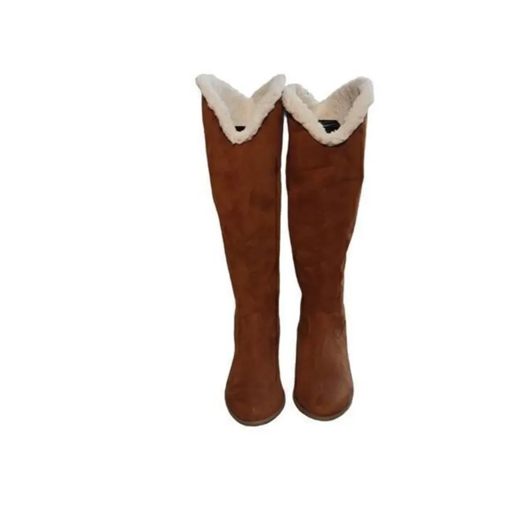 Torrid Faux Suede Shearling Top Knee High Boots Size‎ 10.5W